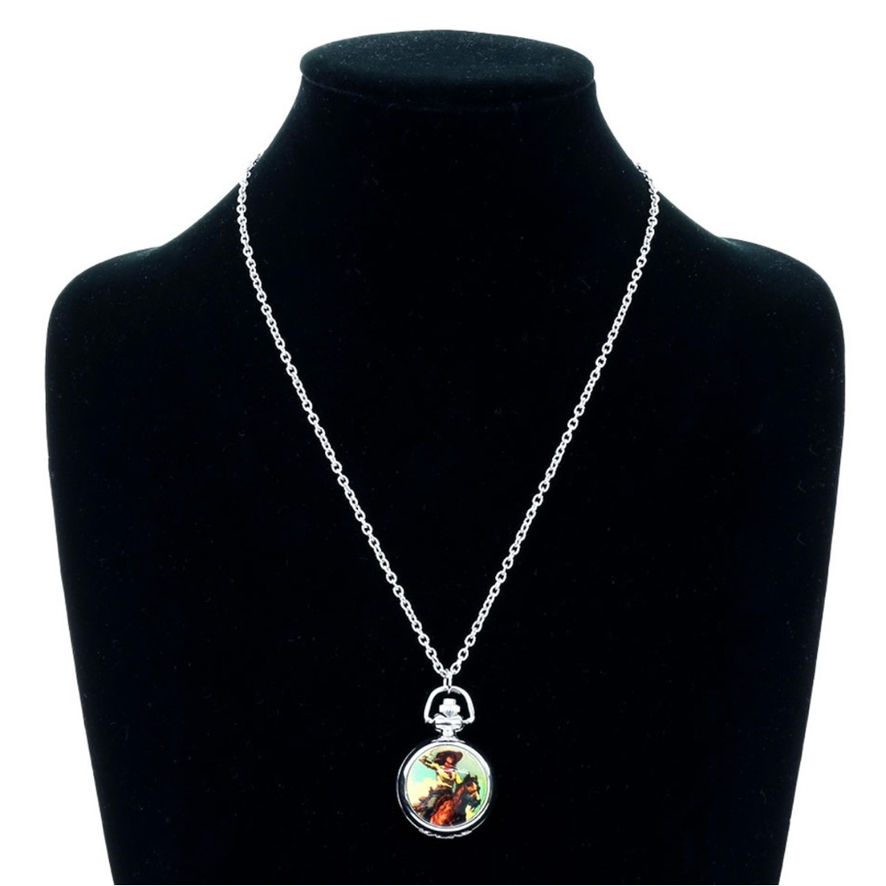 Western Cowgirl Pocket Locket Watch Necklace